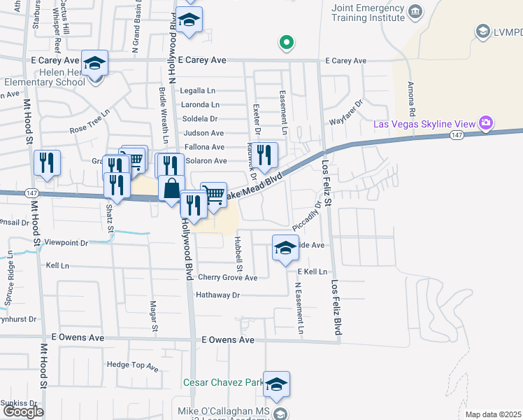 map of restaurants, bars, coffee shops, grocery stores, and more near 6913 Piccadily Drive in Las Vegas