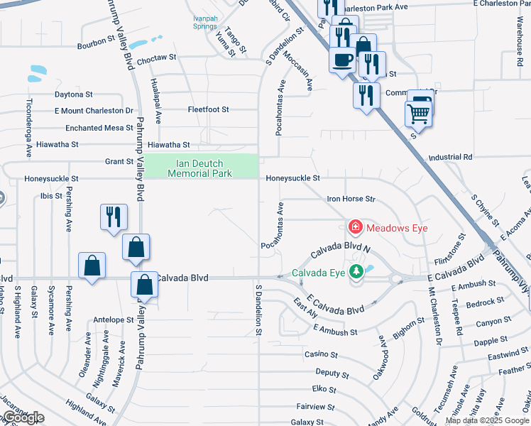 map of restaurants, bars, coffee shops, grocery stores, and more near 1681 South Dandelion Street in Pahrump