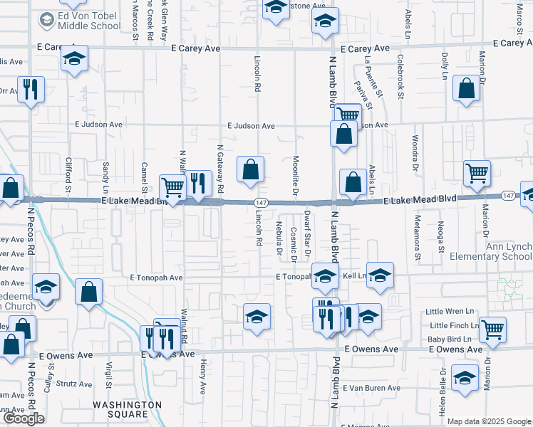 map of restaurants, bars, coffee shops, grocery stores, and more near 4117 Ivy Russell Way in Las Vegas