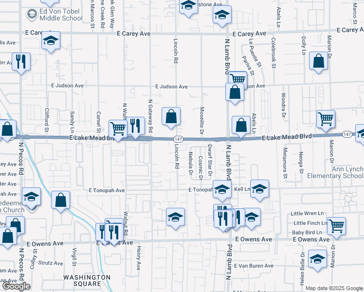 map of restaurants, bars, coffee shops, grocery stores, and more near 4117 Ivy Russell Way in Las Vegas