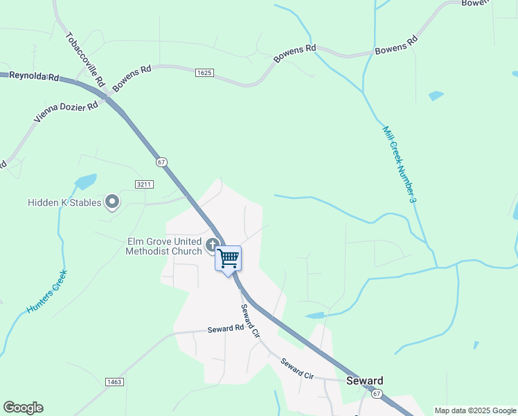 map of restaurants, bars, coffee shops, grocery stores, and more near 7251 Wanda Vista Ln in Pfafftown