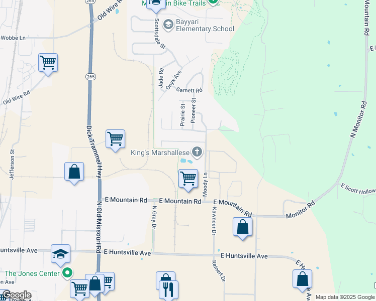 map of restaurants, bars, coffee shops, grocery stores, and more near 1916 Dos Laredos Avenue in Springdale