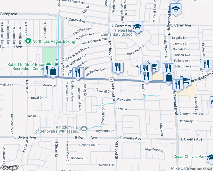 map of restaurants, bars, coffee shops, grocery stores, and more near 1946 Tide Court in Las Vegas