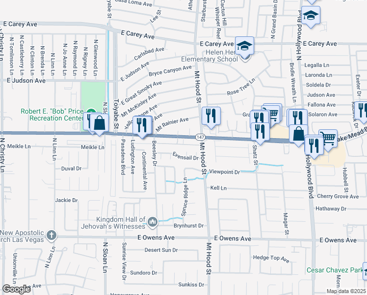 map of restaurants, bars, coffee shops, grocery stores, and more near 1946 Tide Court in Las Vegas