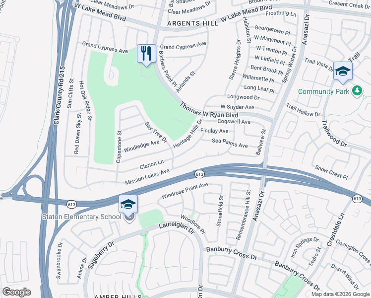 map of restaurants, bars, coffee shops, grocery stores, and more near 10632 Clarion Lane in Las Vegas