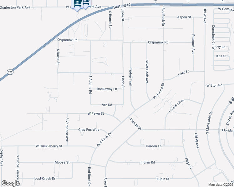 map of restaurants, bars, coffee shops, grocery stores, and more near 1051 Rockaway Lane in Pahrump