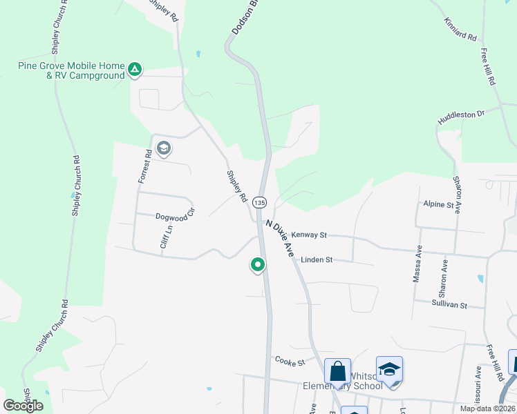 map of restaurants, bars, coffee shops, grocery stores, and more near 2305 Dodson Branch Road in Cookeville