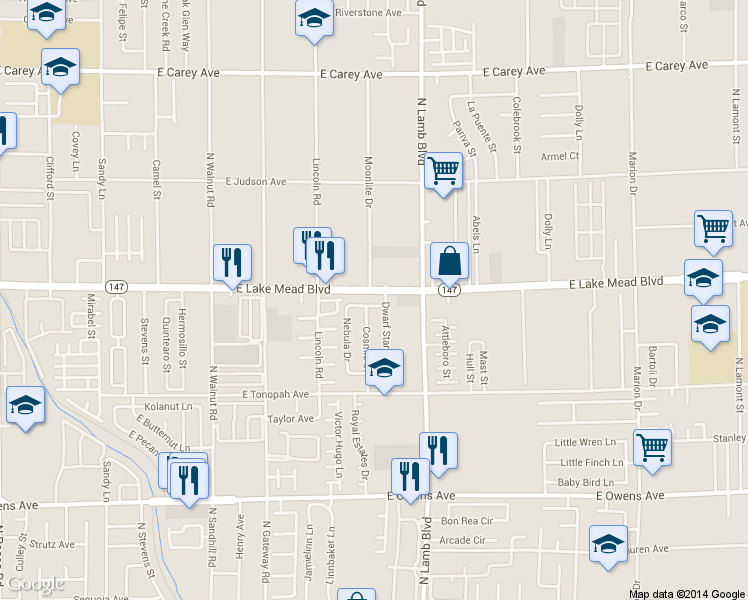 map of restaurants, bars, coffee shops, grocery stores, and more near 1984 Dwarf Star Drive in Las Vegas
