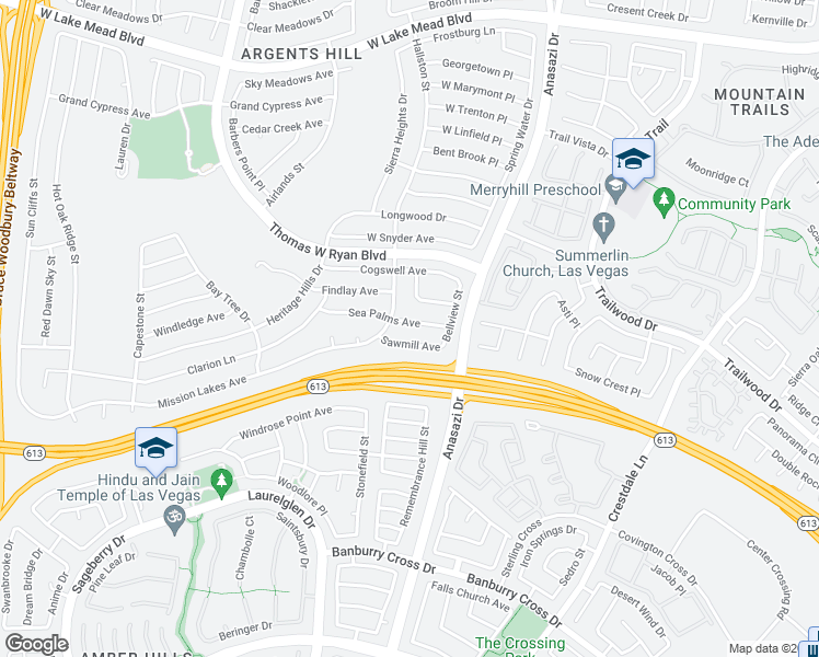 map of restaurants, bars, coffee shops, grocery stores, and more near 10409 Sea Palms Avenue in Las Vegas