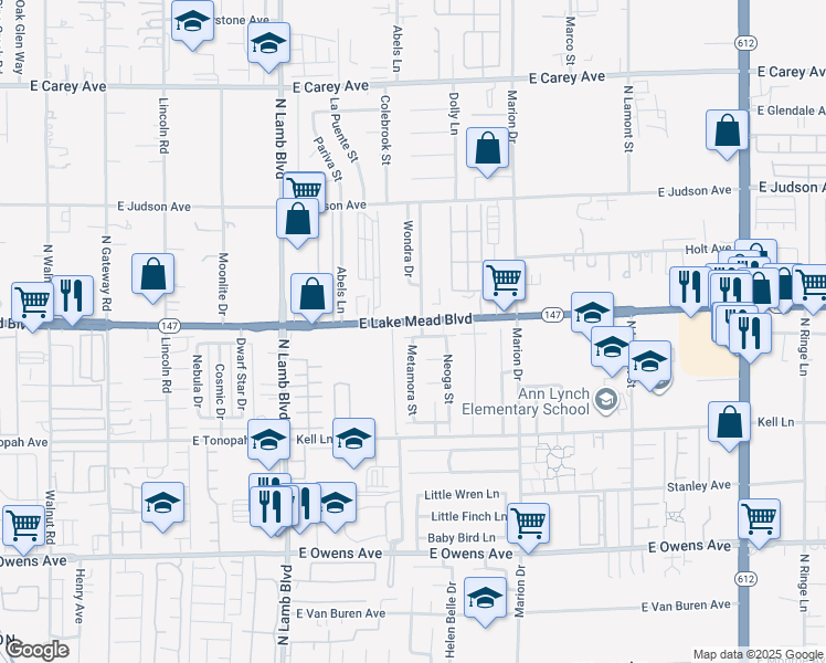 map of restaurants, bars, coffee shops, grocery stores, and more near 4526 Morton Grove Avenue in Las Vegas
