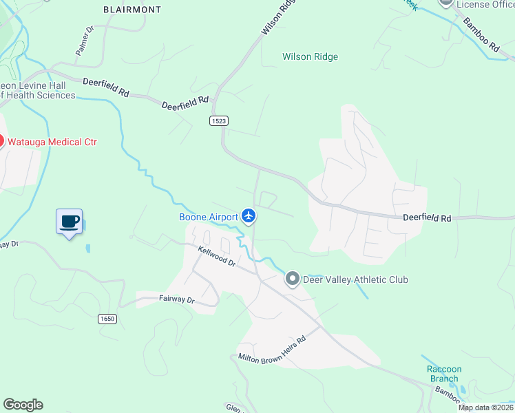 map of restaurants, bars, coffee shops, grocery stores, and more near 243 Bamboo Road in Boone