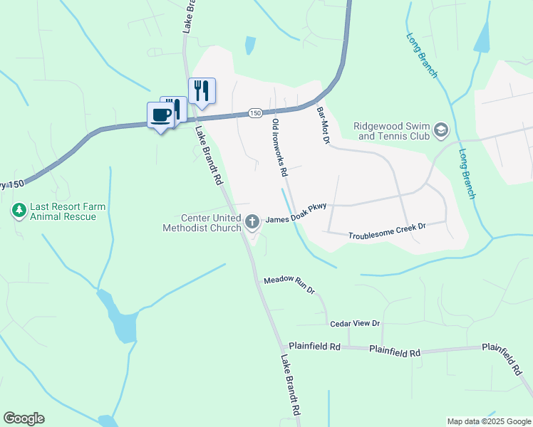 map of restaurants, bars, coffee shops, grocery stores, and more near 920 James Doak Parkway in Greensboro