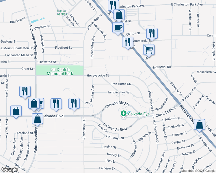 map of restaurants, bars, coffee shops, grocery stores, and more near 1981 Iron Horse Str in Pahrump