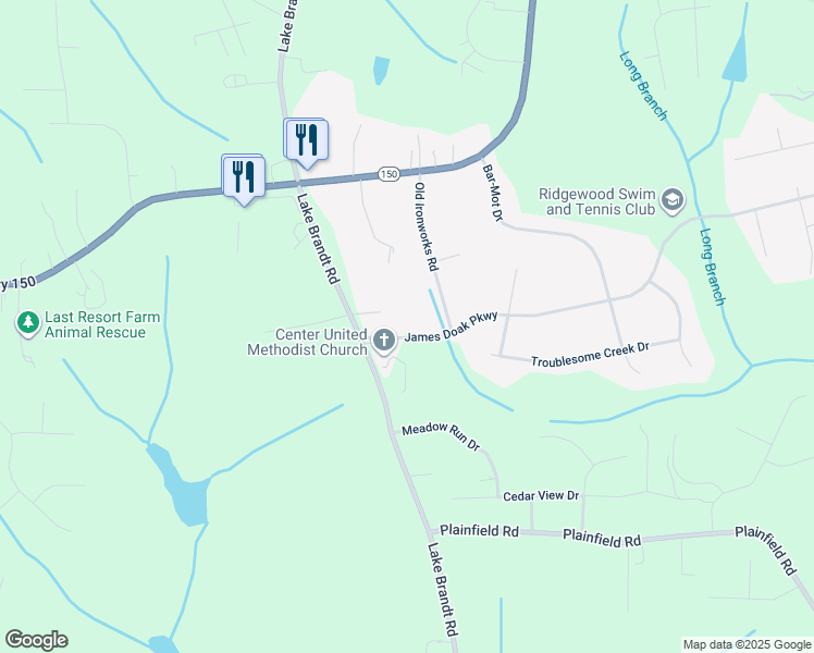 map of restaurants, bars, coffee shops, grocery stores, and more near 920 James Doak Parkway in Greensboro