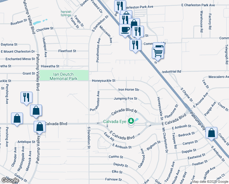 map of restaurants, bars, coffee shops, grocery stores, and more near 1981 Iron Horse Str in Pahrump