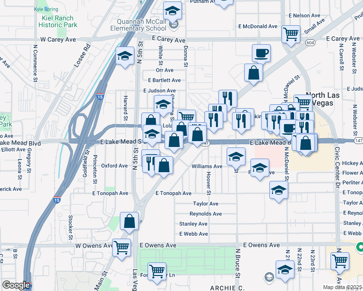 map of restaurants, bars, coffee shops, grocery stores, and more near 1920 Las Vegas Boulevard North in North Las Vegas