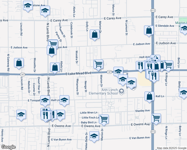 map of restaurants, bars, coffee shops, grocery stores, and more near 4640 Poetic Author Avenue in Las Vegas