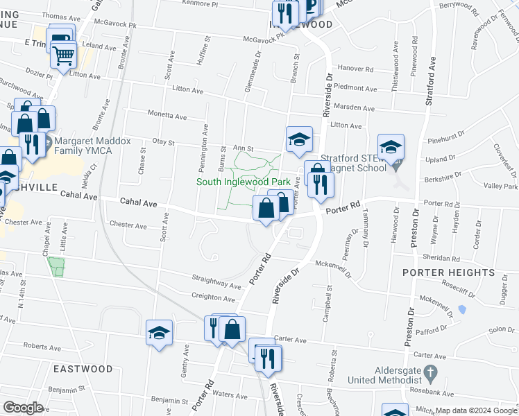 map of restaurants, bars, coffee shops, grocery stores, and more near 1609 Rebecca Street in Nashville