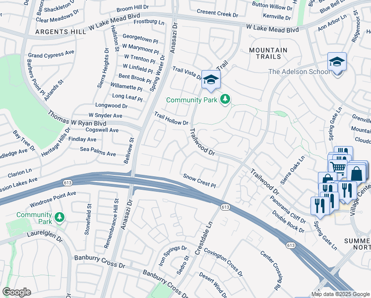 map of restaurants, bars, coffee shops, grocery stores, and more near 1976 Sondrio Drive in Las Vegas
