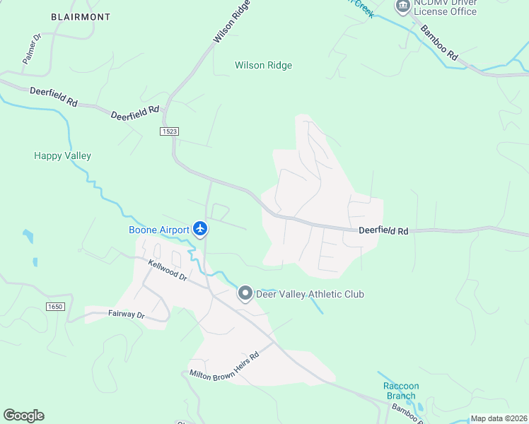 map of restaurants, bars, coffee shops, grocery stores, and more near 1821 Deerfield Road in Boone