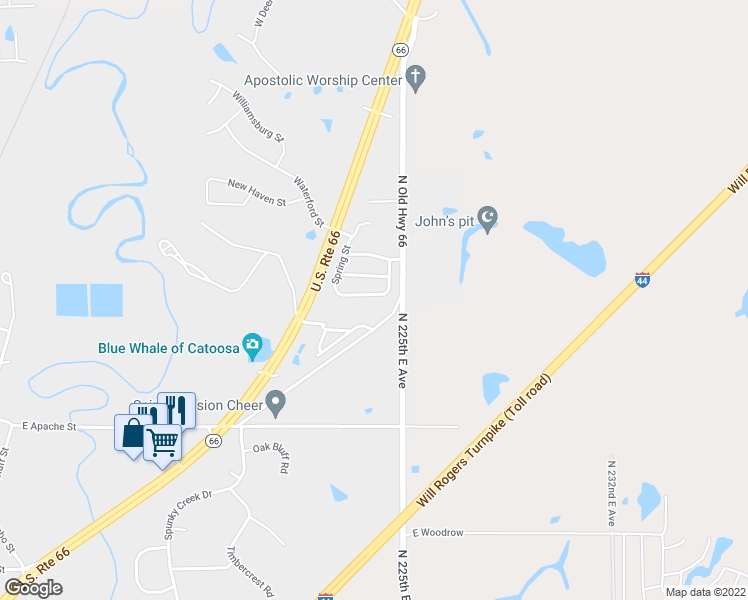 map of restaurants, bars, coffee shops, grocery stores, and more near 964 River Crossing in Catoosa