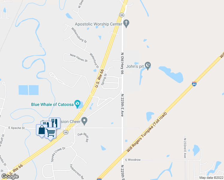 map of restaurants, bars, coffee shops, grocery stores, and more near 952 River Crossing in Catoosa