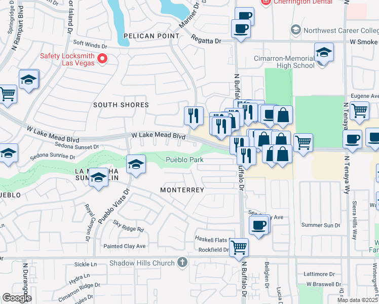 map of restaurants, bars, coffee shops, grocery stores, and more near in Las Vegas