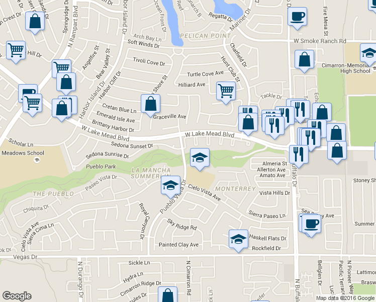 map of restaurants, bars, coffee shops, grocery stores, and more near 1909 Villa Palms Court in Las Vegas