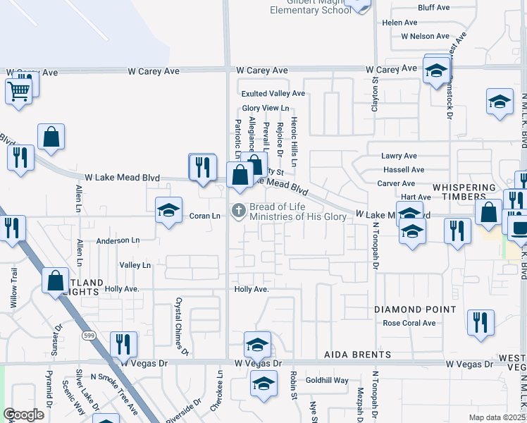 map of restaurants, bars, coffee shops, grocery stores, and more near 2613 Nobility Street in North Las Vegas
