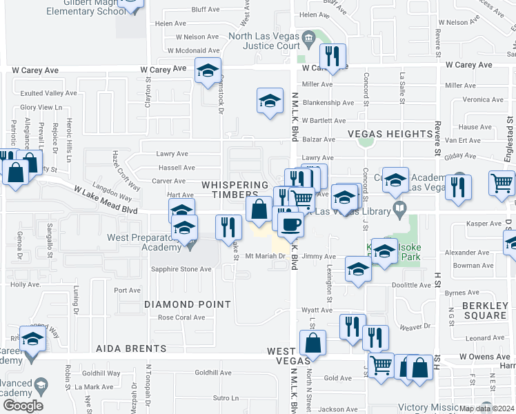map of restaurants, bars, coffee shops, grocery stores, and more near 1639 Wendell Williams Avenue in Las Vegas