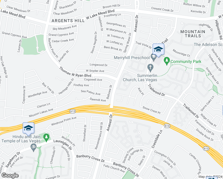 map of restaurants, bars, coffee shops, grocery stores, and more near 2004 Bellview Street in Las Vegas