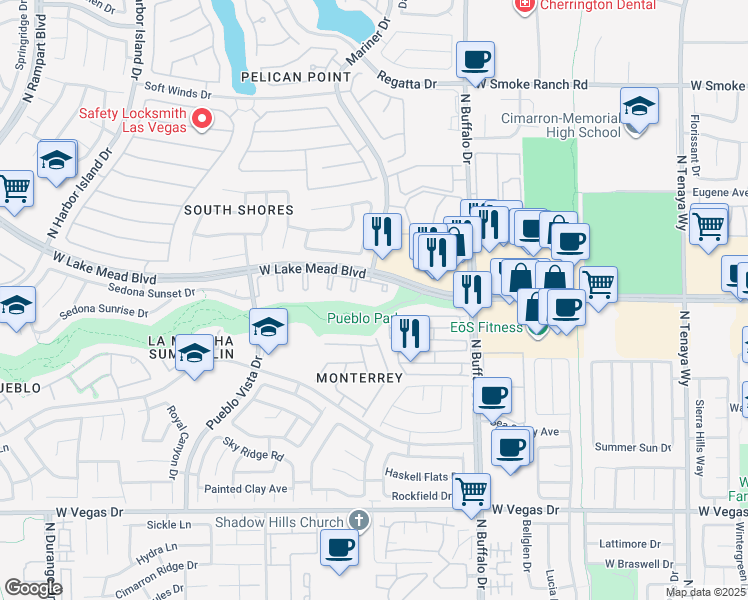 map of restaurants, bars, coffee shops, grocery stores, and more near in Las Vegas