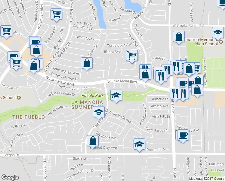 map of restaurants, bars, coffee shops, grocery stores, and more near 1909 Villa Palms Court in Las Vegas