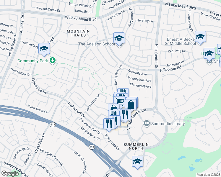 map of restaurants, bars, coffee shops, grocery stores, and more near 2024 Spring Rose Street in Las Vegas