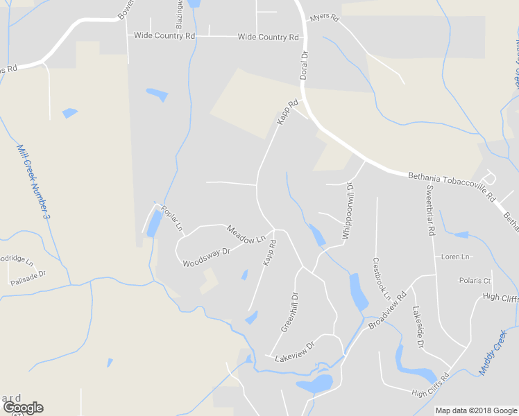 map of restaurants, bars, coffee shops, grocery stores, and more near Kapp Road in Pfafftown