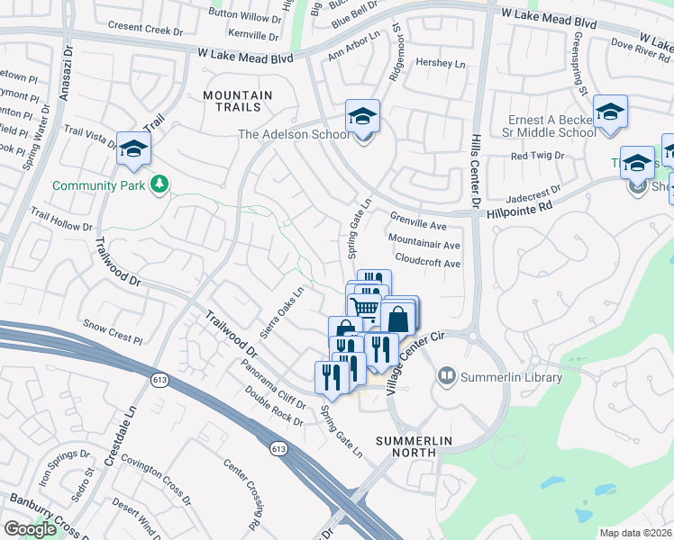 map of restaurants, bars, coffee shops, grocery stores, and more near 2024 Spring Rose Street in Las Vegas