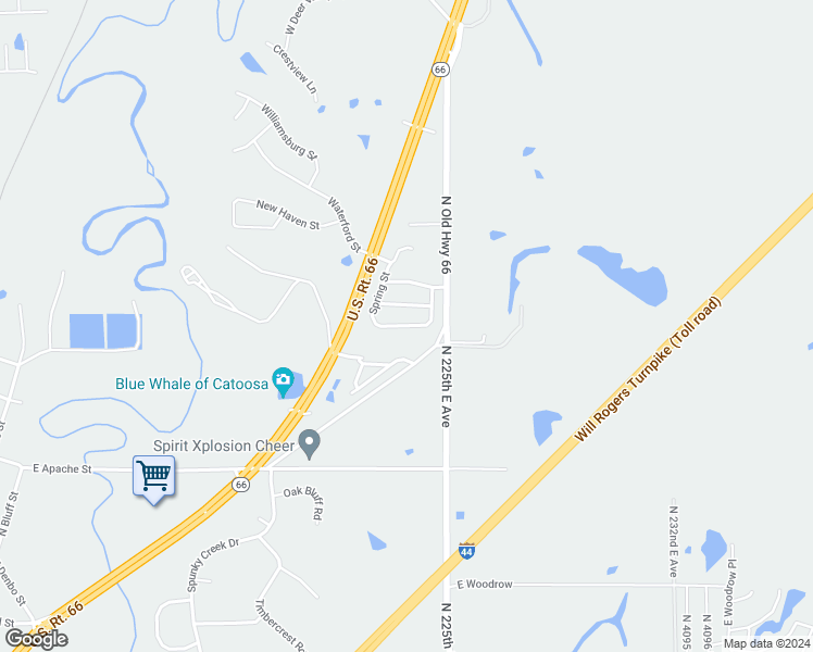 map of restaurants, bars, coffee shops, grocery stores, and more near River Crossing in Catoosa