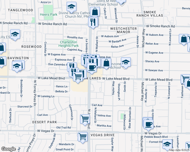 map of restaurants, bars, coffee shops, grocery stores, and more near 2041 North Jones Boulevard in Las Vegas