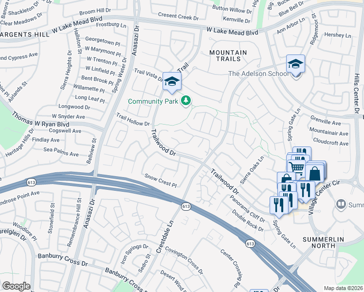 map of restaurants, bars, coffee shops, grocery stores, and more near 10037 Summer Oak Lane in Las Vegas