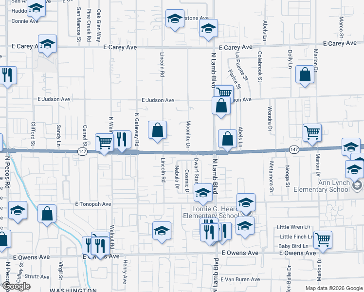 map of restaurants, bars, coffee shops, grocery stores, and more near 4182 East Lake Mead Boulevard in Las Vegas