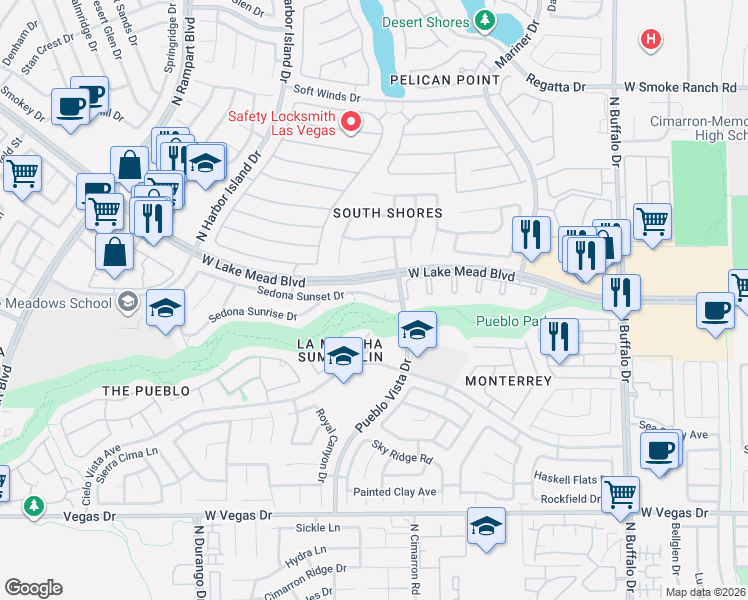 map of restaurants, bars, coffee shops, grocery stores, and more near 8108 Sedona Sunset Drive in Las Vegas