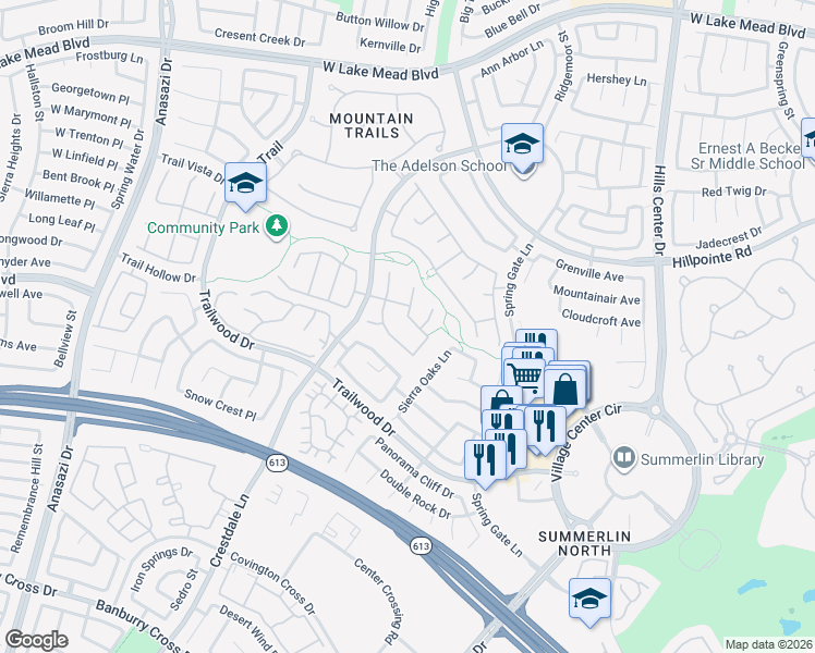map of restaurants, bars, coffee shops, grocery stores, and more near 9813 Edgeview Place in Las Vegas