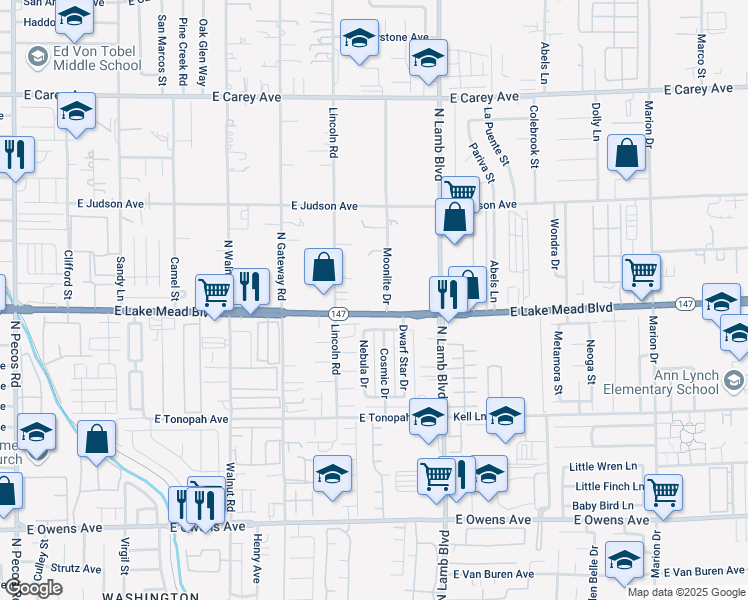 map of restaurants, bars, coffee shops, grocery stores, and more near 4182 East Lake Mead Boulevard in Las Vegas