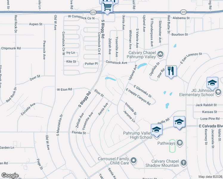 map of restaurants, bars, coffee shops, grocery stores, and more near 81 Ironton Street in Pahrump