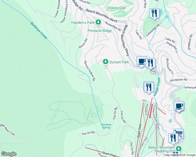 map of restaurants, bars, coffee shops, grocery stores, and more near 125 Spruce Hollow Road in Banner Elk