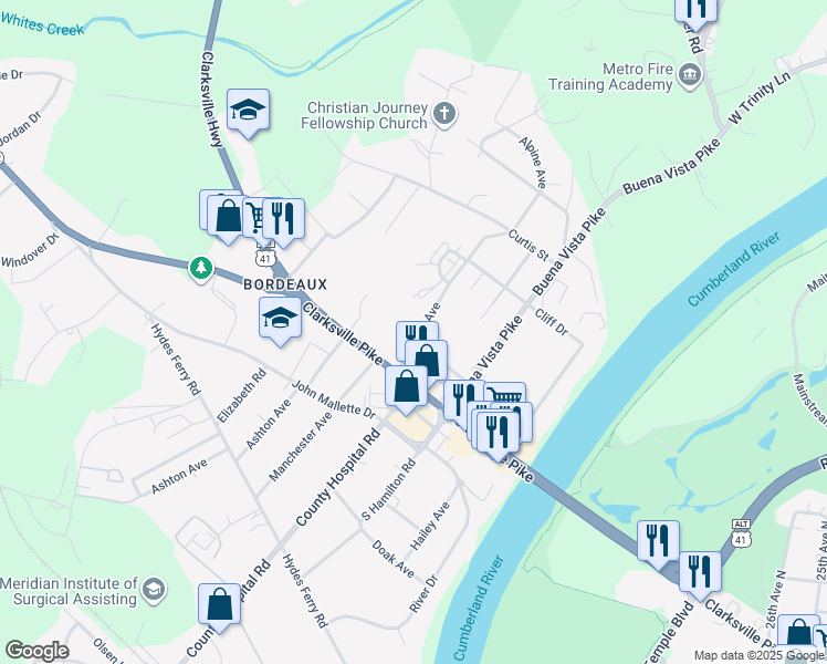 map of restaurants, bars, coffee shops, grocery stores, and more near 2108 Summitt Avenue in Nashville