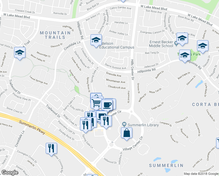 map of restaurants, bars, coffee shops, grocery stores, and more near 9513 Cloudcroft Avenue in Las Vegas