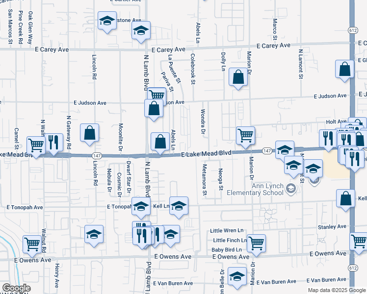 map of restaurants, bars, coffee shops, grocery stores, and more near 4438 East Lake Mead Boulevard in Las Vegas