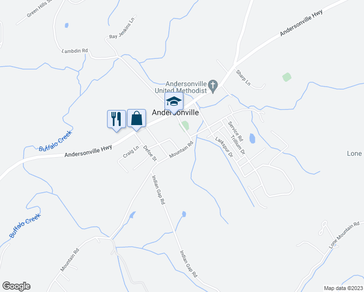map of restaurants, bars, coffee shops, grocery stores, and more near 1943 Mountain Road in Andersonville