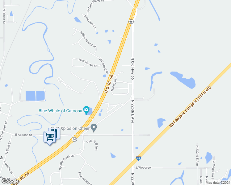 map of restaurants, bars, coffee shops, grocery stores, and more near 913 River Crossing in Catoosa